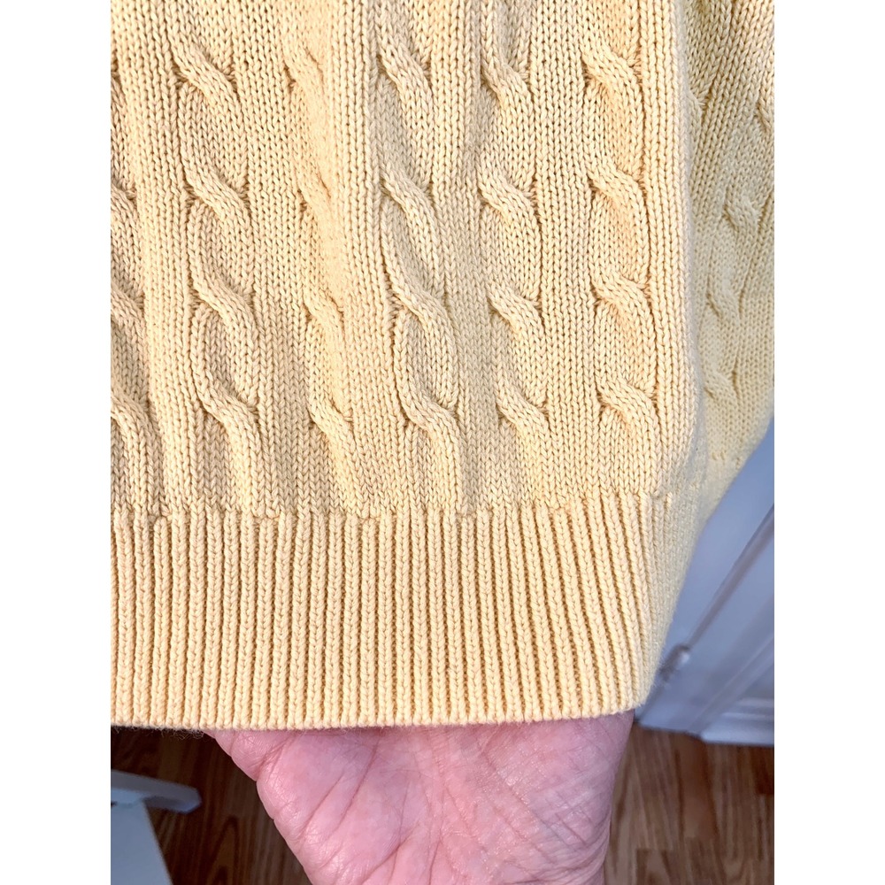 John Galt California Cable Knit Sweater Pale Lemon Yellow Crew Neck / One Size - Picture 7 of 14